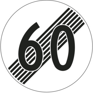 Signal 2.53 Ende der Höchstgeschwindigkeit 60 km/h