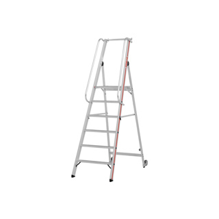 Plattformleiter mit Rollen und Geländer