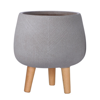 Pflanztopf mit Holzbeinen Milano Taupe