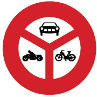 Signal 2.14 Verbot für Motorwagen,  Motorräder  Y