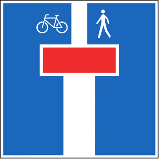 Signal 4.09a Sackgasse + Fussgänger Durchgang