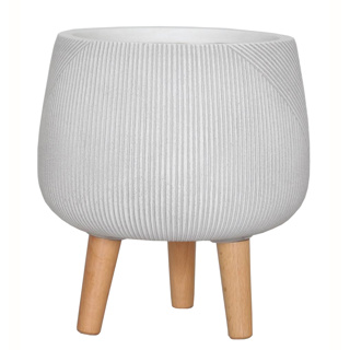 Pflanztopf mit Holzbeinen Milano Weiss