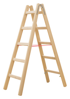 Holz-Sprossenstehleiter, beidseitig begehbar