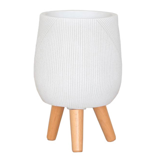 Pflanztopf mit Holzbeinen Portofino Weiss