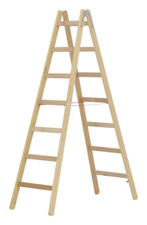 Holz-Sprossenstehleiter, beidseitig begehbar