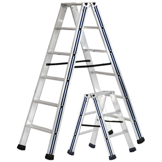 Stufenstehleiter Pikasso Piatta, beidseitig, Alu
